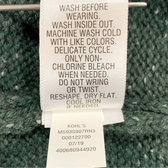 Sonoma~NWT~Men's‎ Quarter Zip Cotton Blend Hunter Green Pullover Sweater~Sz XL - Picture 15 of 15